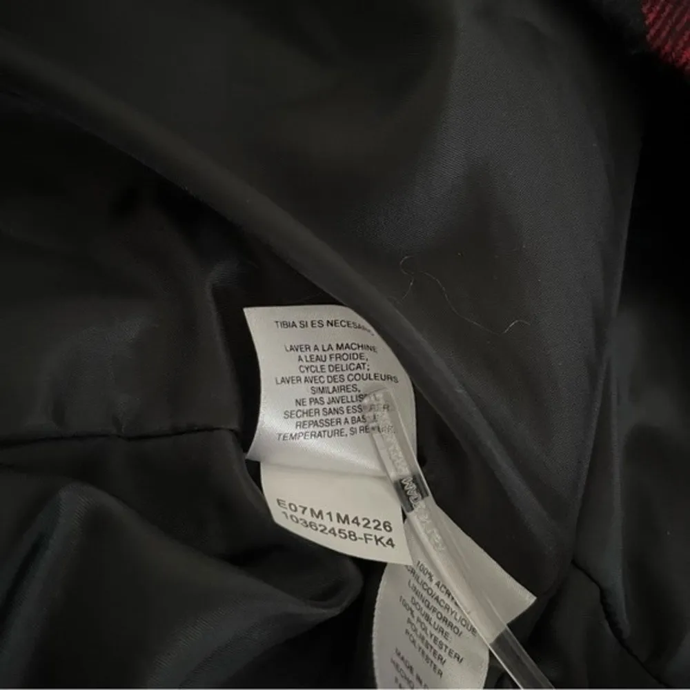 JONES New York Signature Red Black Buffalo Plaid Double Breasted Pea Jacket - Image 9