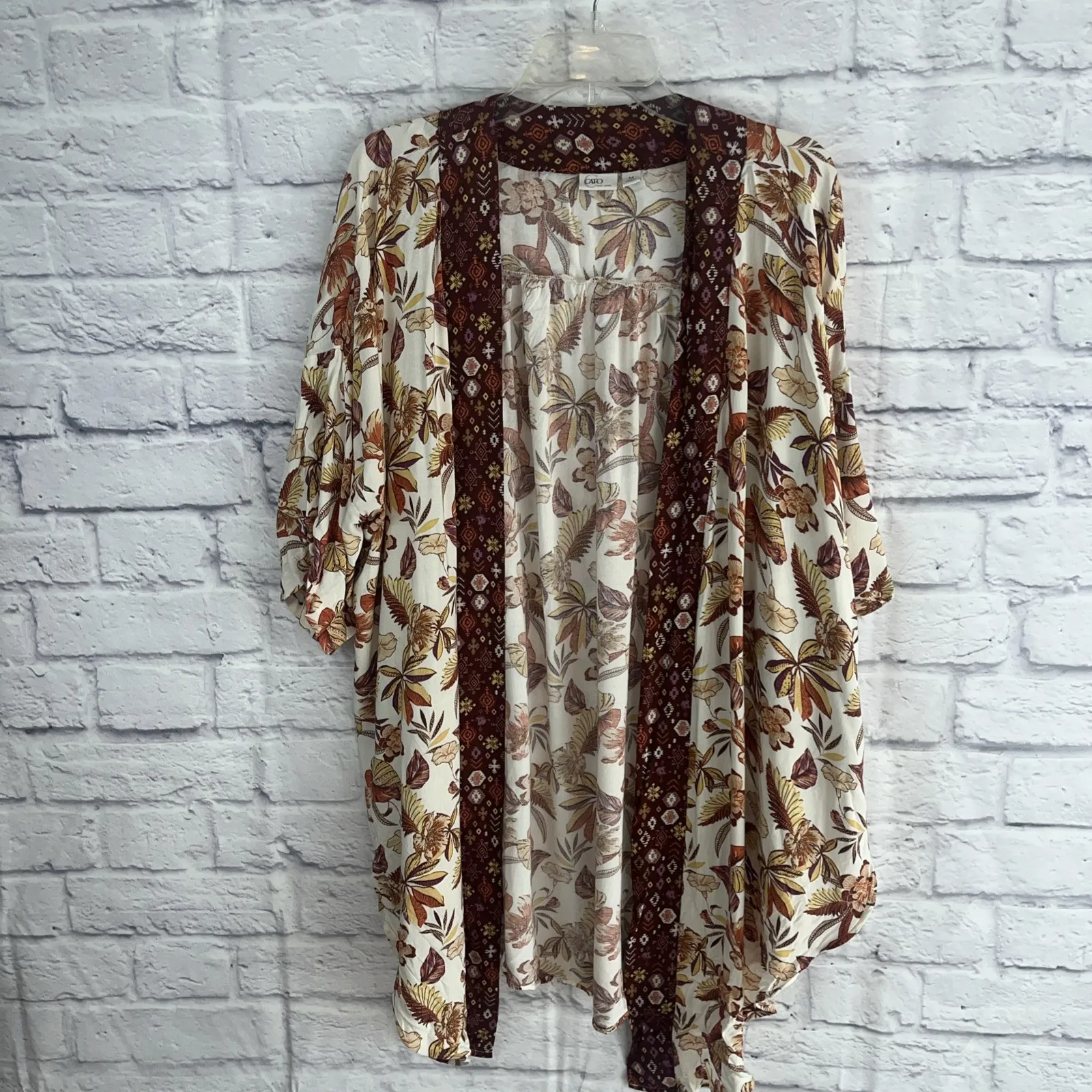 Cato Women's Fall Floral Boho Casual Open Front Kimono Size Medium - Image 7