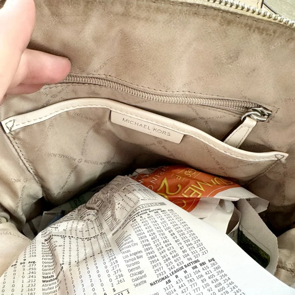 MICHAEL KORS Dallas Medium Slim BACKPACK MK Signature Soft Sky White Authentic - Image 8