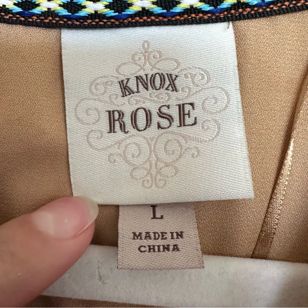 Knox Rose Gold Tan Babydoll Eyelet Pattern Dress - Image 4