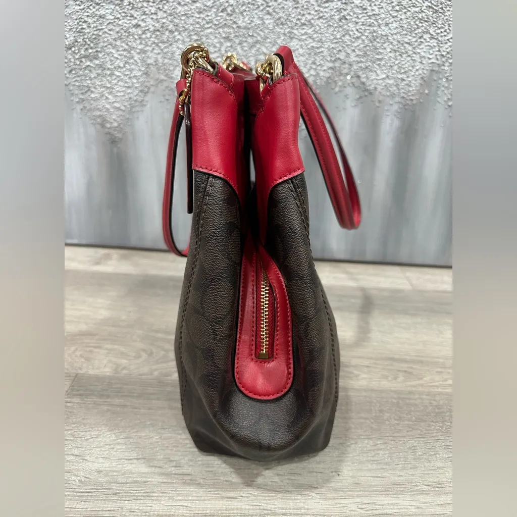 Coach Red Signature Lexy Brown
Shoulder Bag Purse Leather Valentine - Image 4