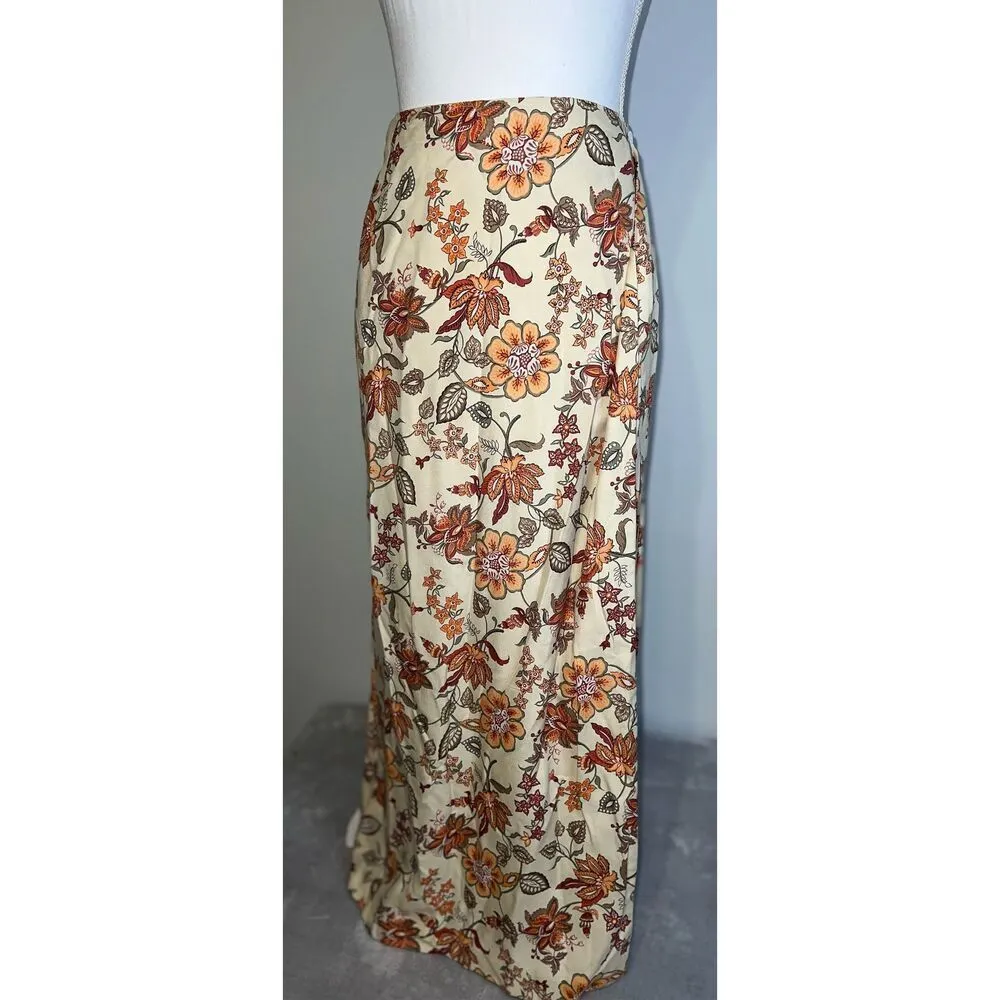 Women’s Silk Floral Earth Tones Cream Maxi 16 - Image 2