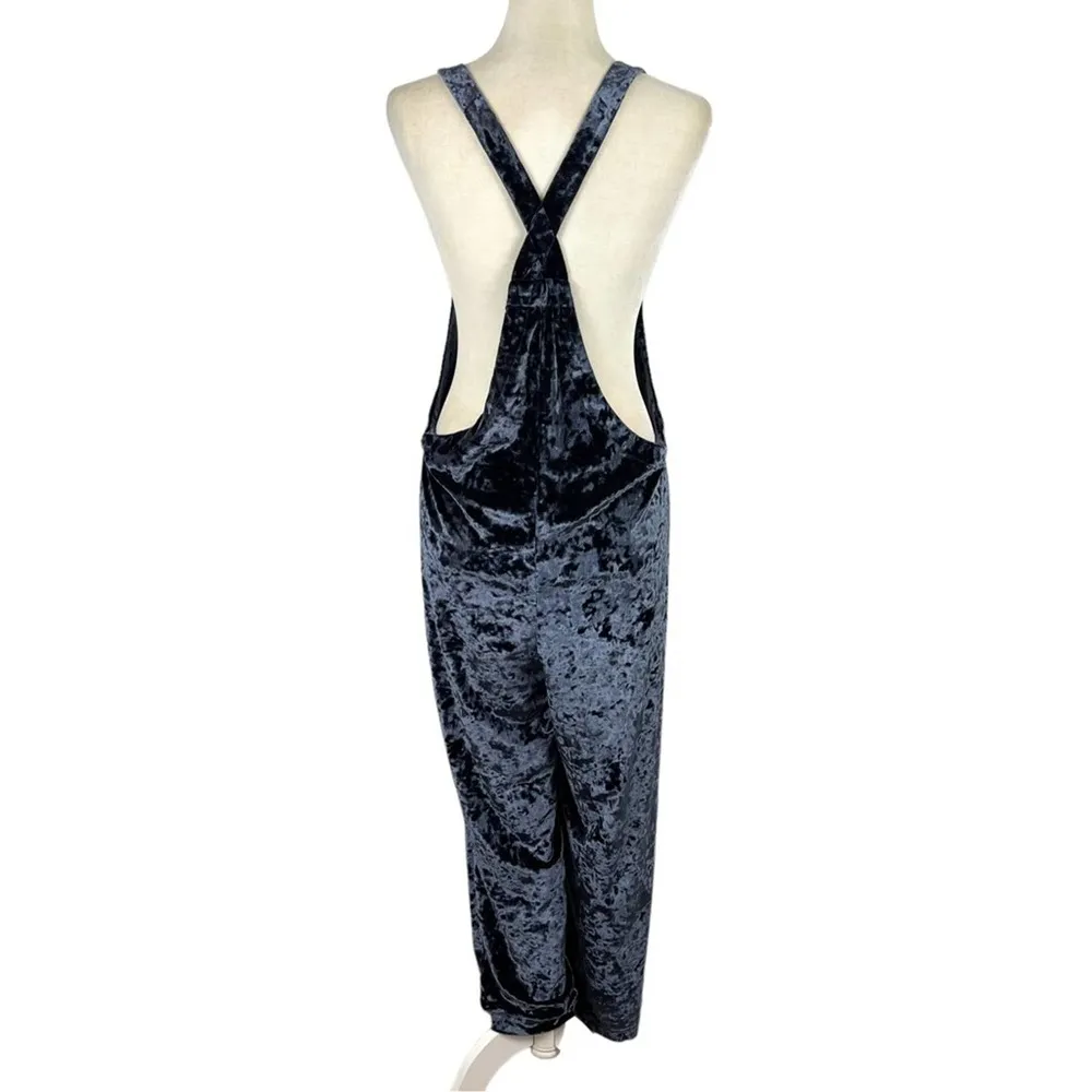 Urban Outfitters Tania Shapeless Velvet Square Neck Overall Jumpsuit Navy Medium - Image 7