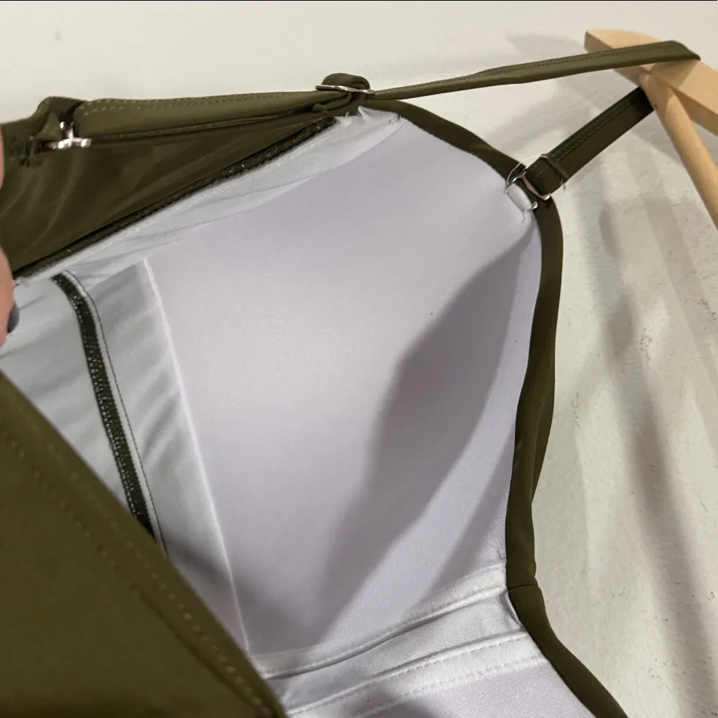 Green Ruched Swimsuit Hilor modest swim dress skirt pin up tummy control NEW Size 18 - Image 5