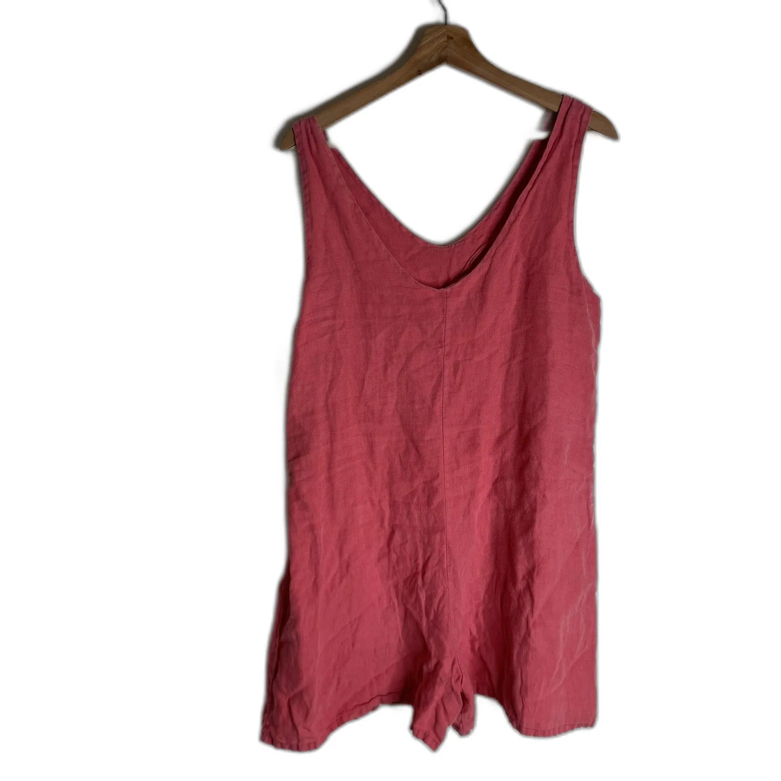 Lungo L'Arno Romper Womens Medium Pink 100% Linen Made Italy Sleeveless Summer - Image 7