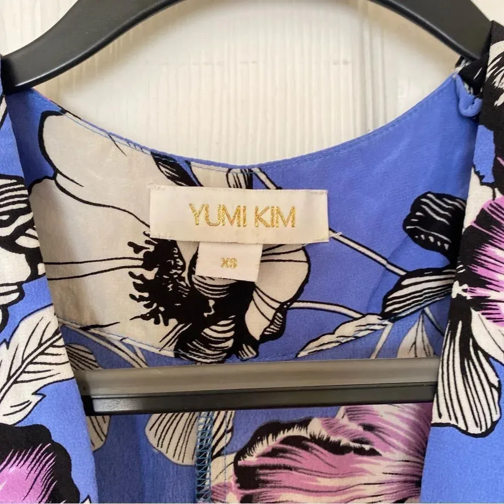 YUMI KIM Blue Silk Floral Kimono Dress Size Extra Small - Image 6