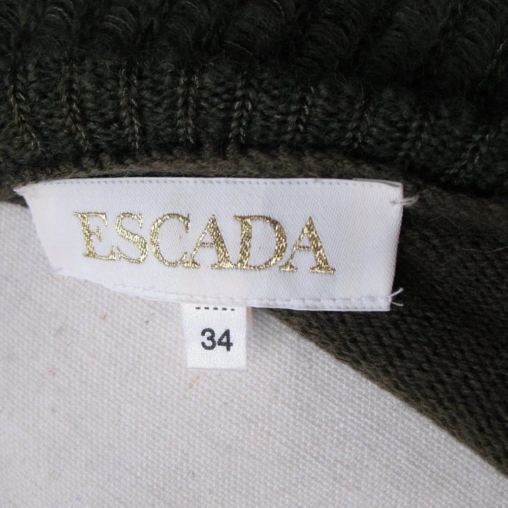 Escada Ostrich Feather Cashmere Silk Wool Blend Sweater Green Size XS - Image 9
