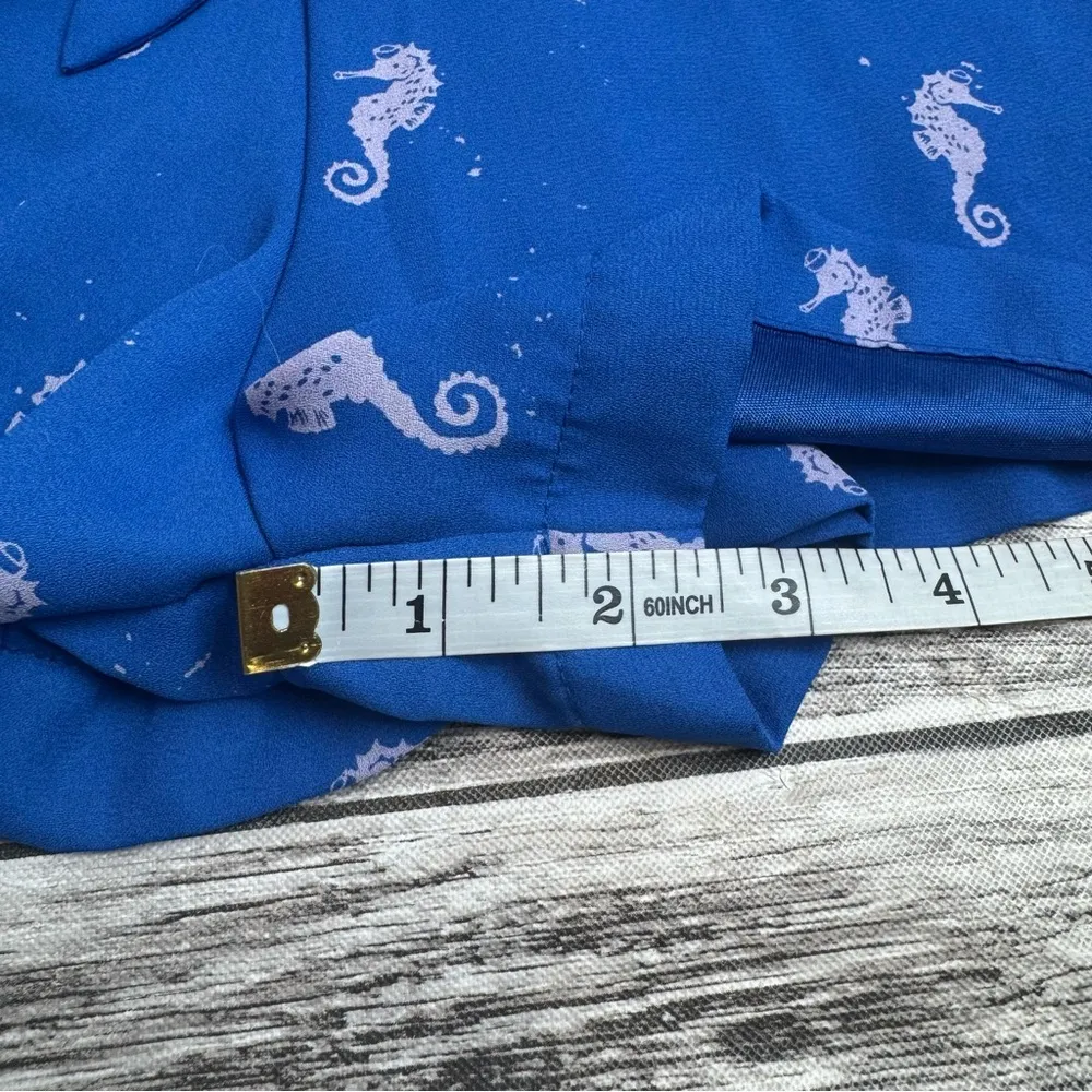 L'Amour Nanette Lepore Women's Seahorse Romper Blue White S SM Small Camisole - Image 13