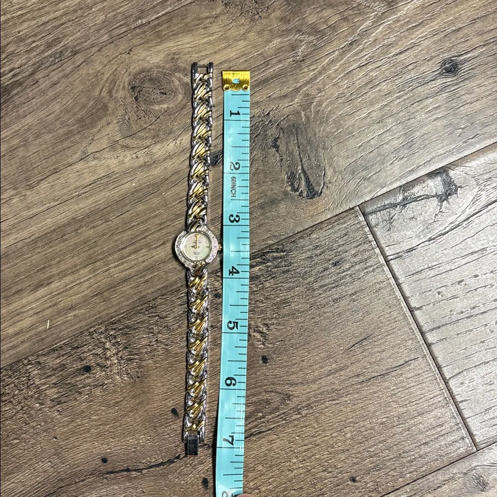 Jules Jurgensen Diamond Watch Women 19mm Silver Gold Tone New Battery 7" small - Image 3