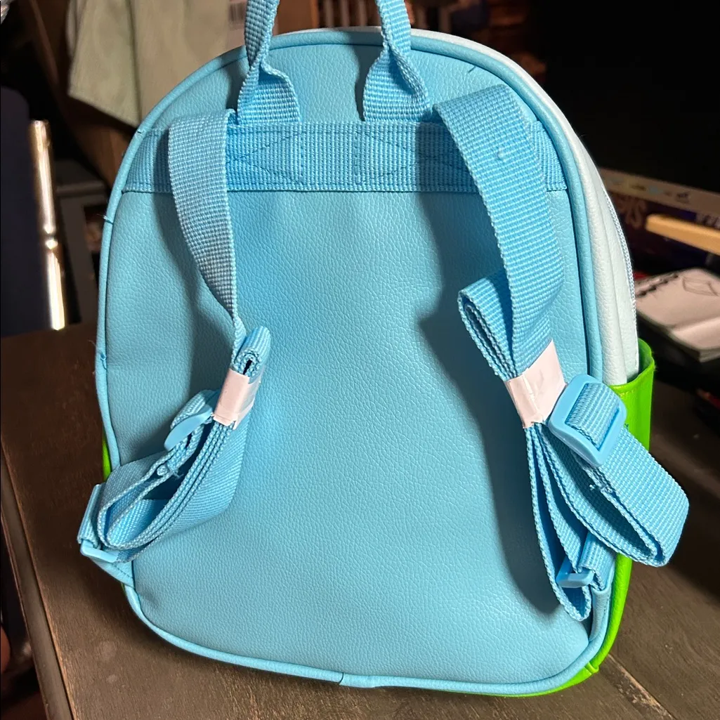 Smurfs Blue and Green Backpack Purse - Image 3