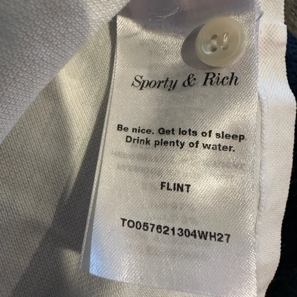 Sporty & Rich Crown Embroidered 70s Pique Polo New! White Size XS - Image 11