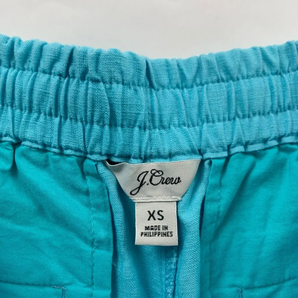 J. Crew Bright Turquoise Linen Blend Pull On Shorts XS - Image 4