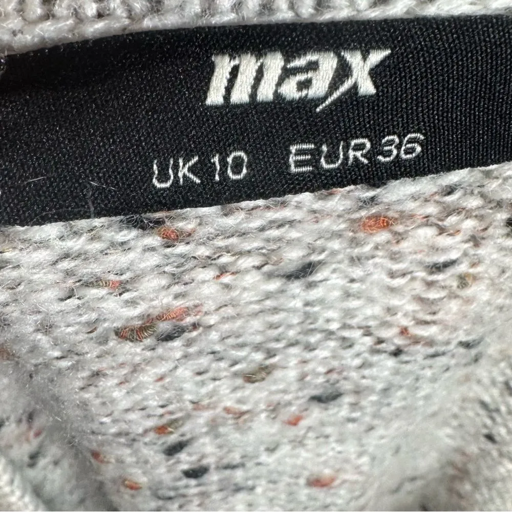 Max UK ivory speckled classic cable knit sweater size 6 White - Image 4