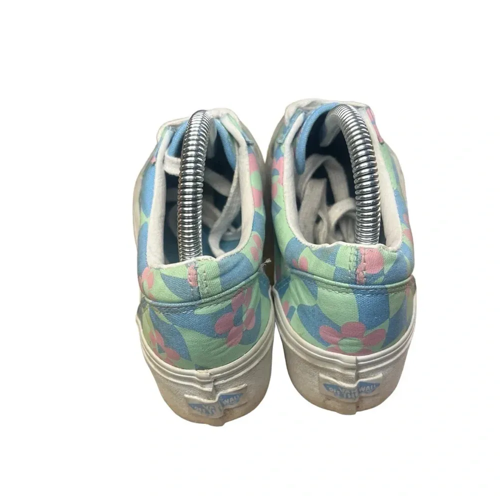 Vans X Awake NY Old Skool Stackform Platform‎ Checkerboard Floral Sneakers W6.5 - Image 8