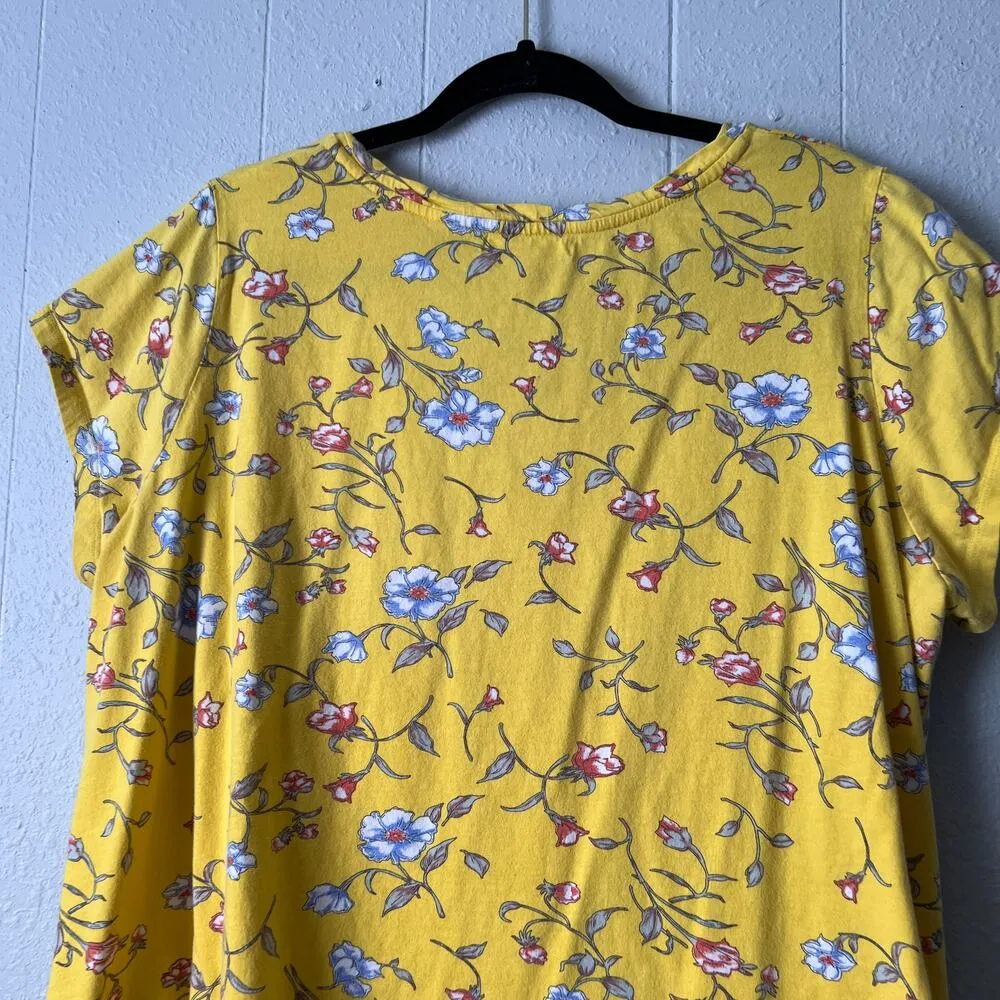 Ellos Top Womens 1X Cotton Floral Fairy Boho Colorful Basic Casual Everyday Wear Yellow - Image 6