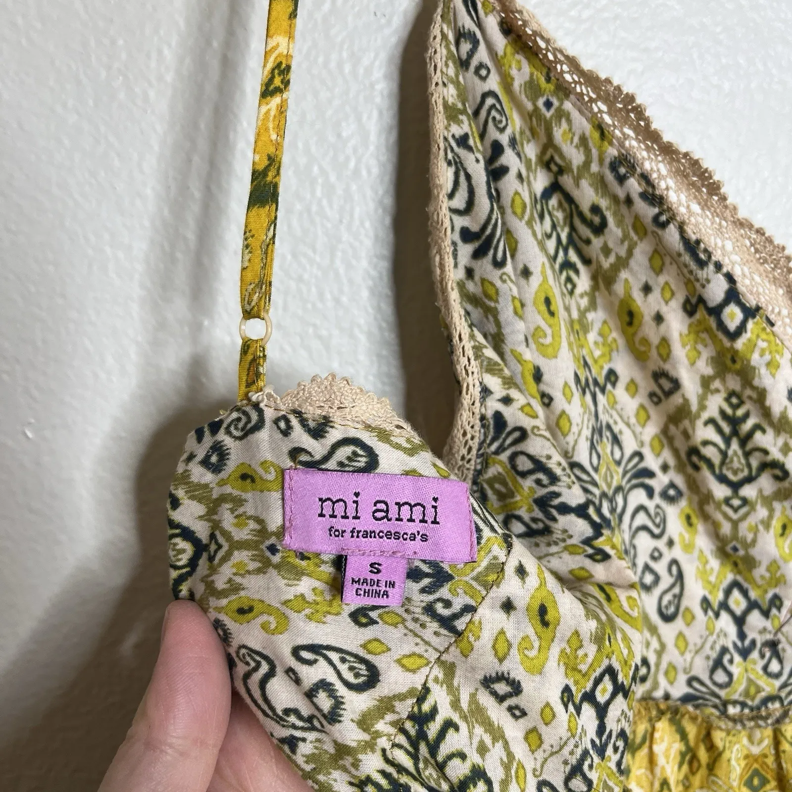 francescas dress Sundress Yellow Babydoll Beach S 100 Cotton Relaxed Long Tiered - Image 10