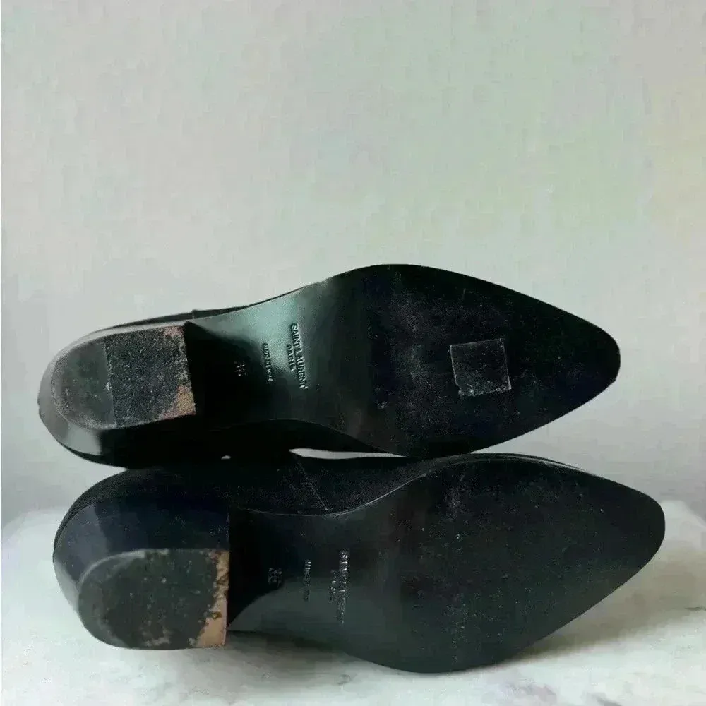 Saint Laurent Women’s Suede Black Ankle Boots Size‎ 6 - Image 8
