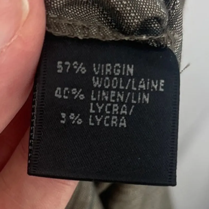 Lafayette 148 Pinstripe Suit Women Pants 16 Wool Linen Wide Leg Trousers Sage - Image 9