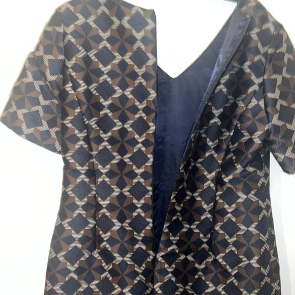 Brooks Brothers Women Geometric Patterned Dress Textured Short Sleeve sz 14P - Image 6