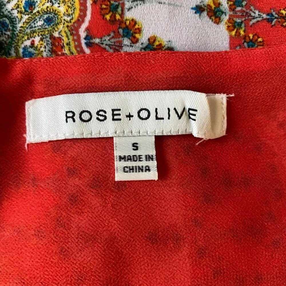 Rose‎ & Olive sz S red bright boho hippie blouse - Image 5