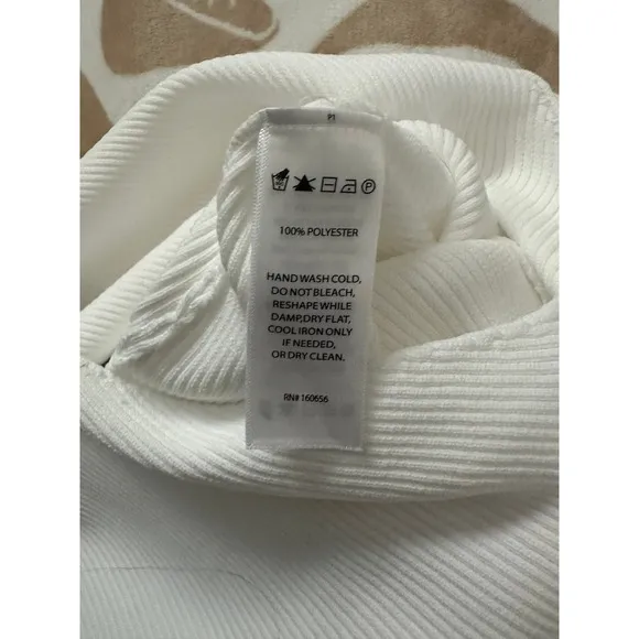 Happily‎ Grey Ribbed High Neck White Bodysuit Large - Image 11