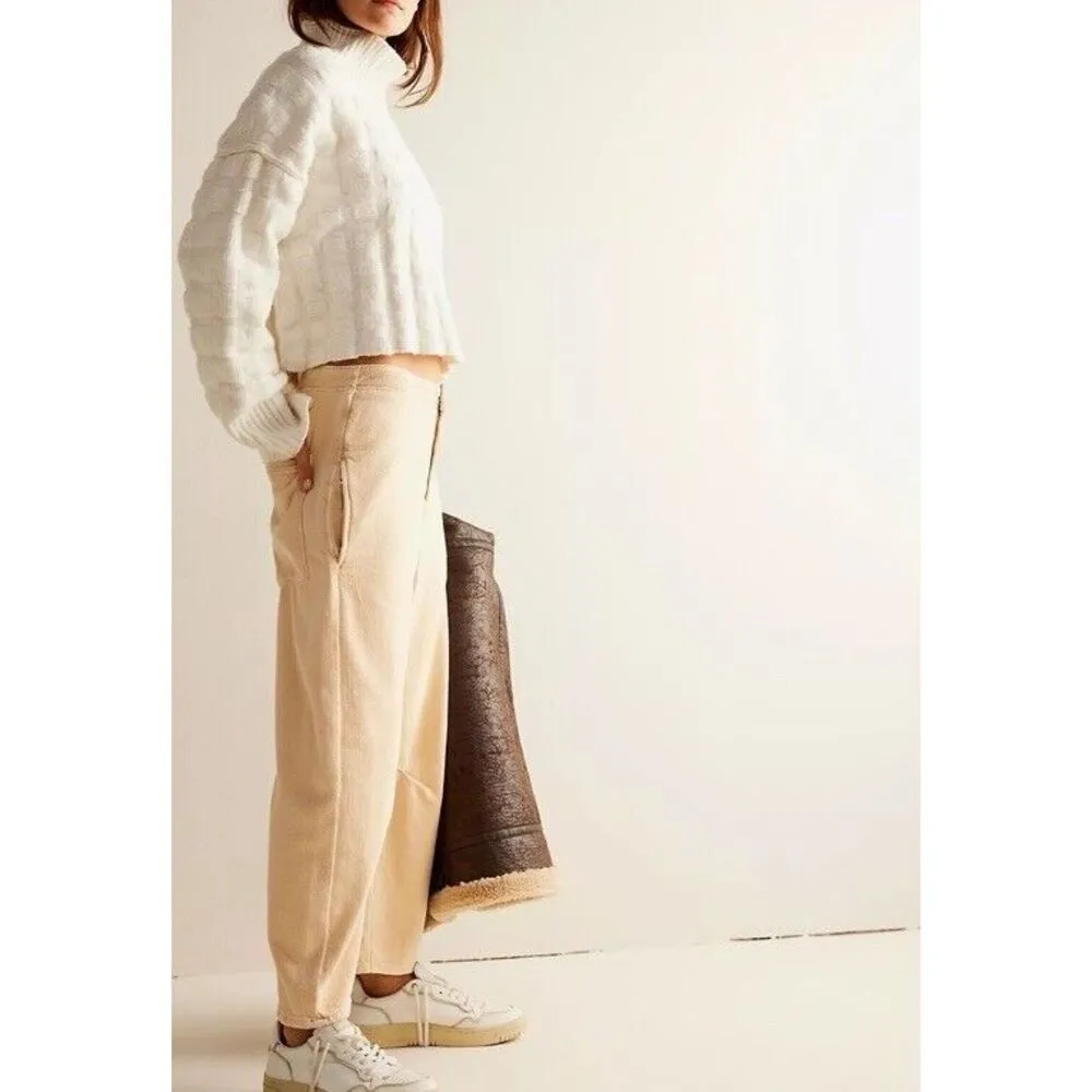 Free People We The Free Osaka Mid Rise Barrel Womens Size 28 NWT Latte Cream‎ - Image 3