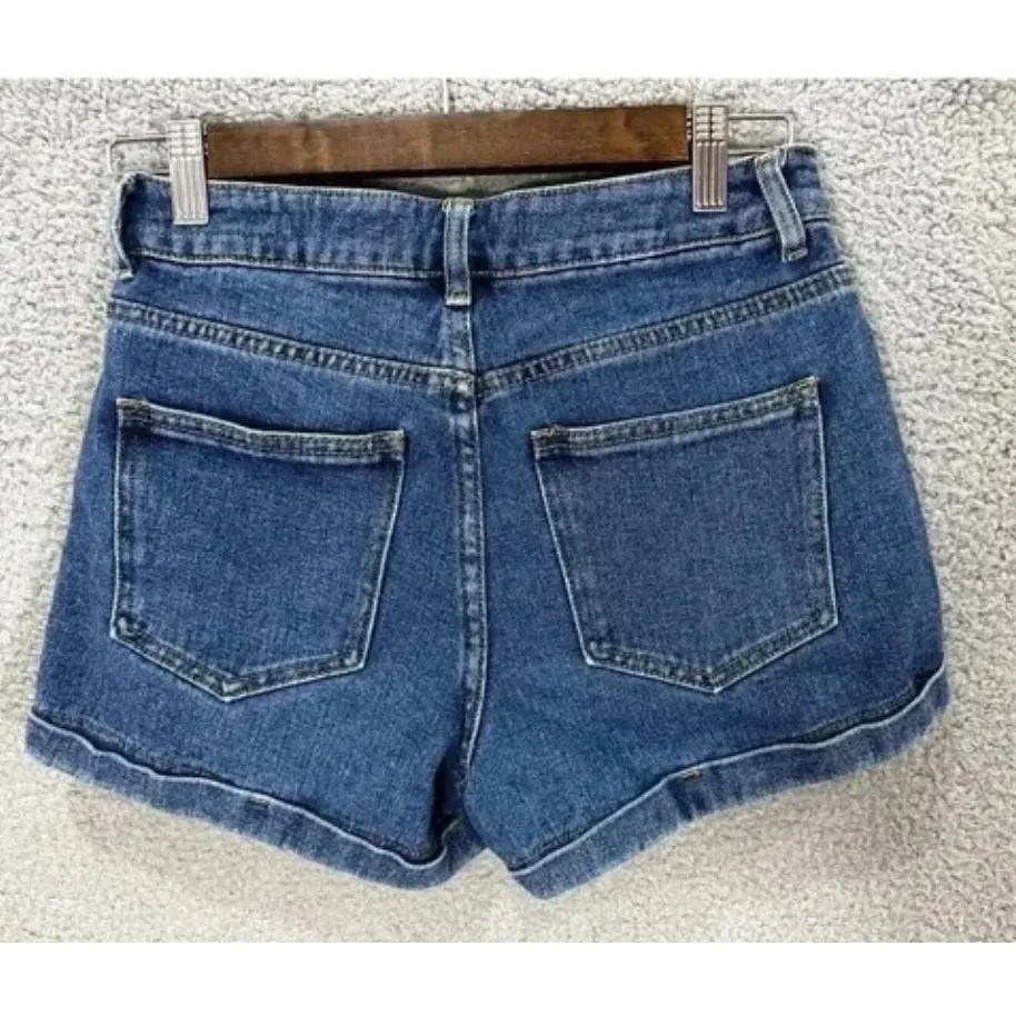 PacSun Shorts 24 Y2K Mom High Rise Denim Button Fly Vintage 90s Festival Boho‎ - Image 2