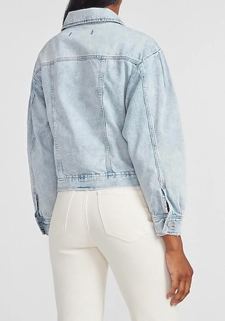 Ballon sleeve denim trucker Jacket New - Image 2