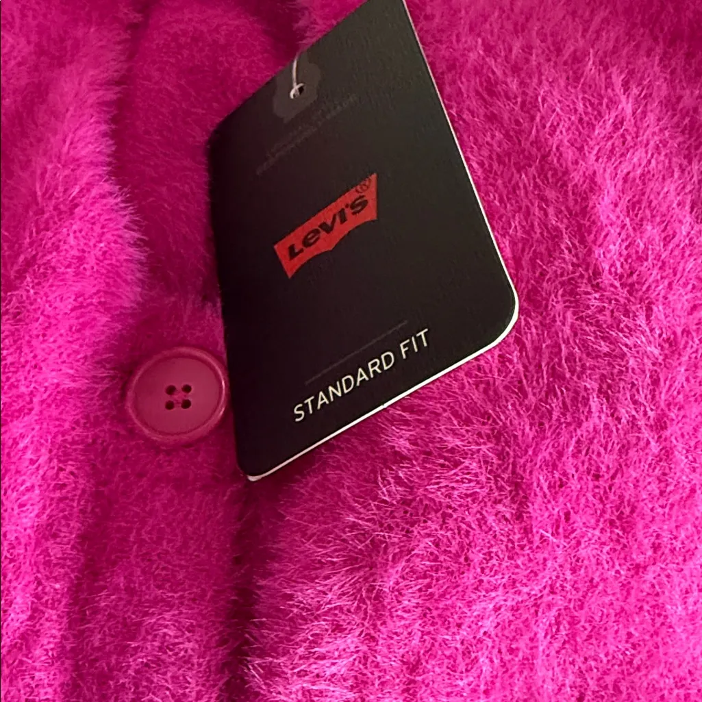 NWT Levi's Cat Cardigan Sweater Fuzzy Color: Festival Fuchsia - Pink XL - Image 6