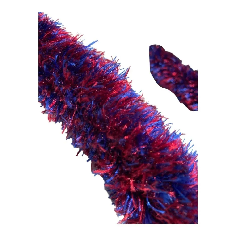 Hand Made Burgundy and Blue Eyelash Yarn Lei 21.5” Drop Class of 2023 Graduation - Image 7