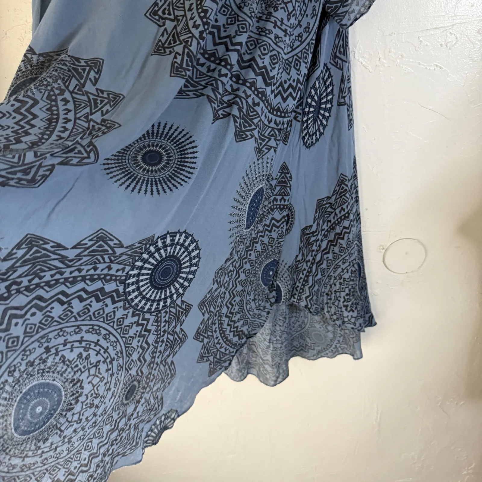 Women's Blue Mandala Print Tunic Dress Made in Italy‎ Short Sleeve Resort Beach Size XL - Image 6