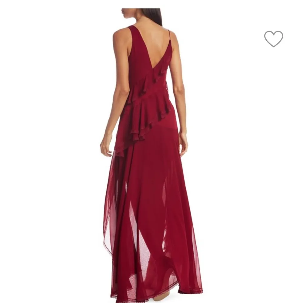 NWT ALICE + OLIVIA
Mariana Silk High-Low Ruffle Dress ** has flaw - size 2 - Image 2