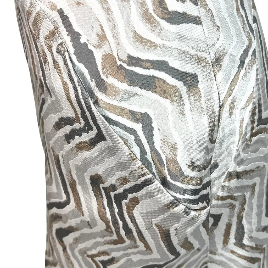 Hilton Hollis Chevron Print Fit & Flare Cocktail Dress Size 2 Shiny Party Gray - Image 8
