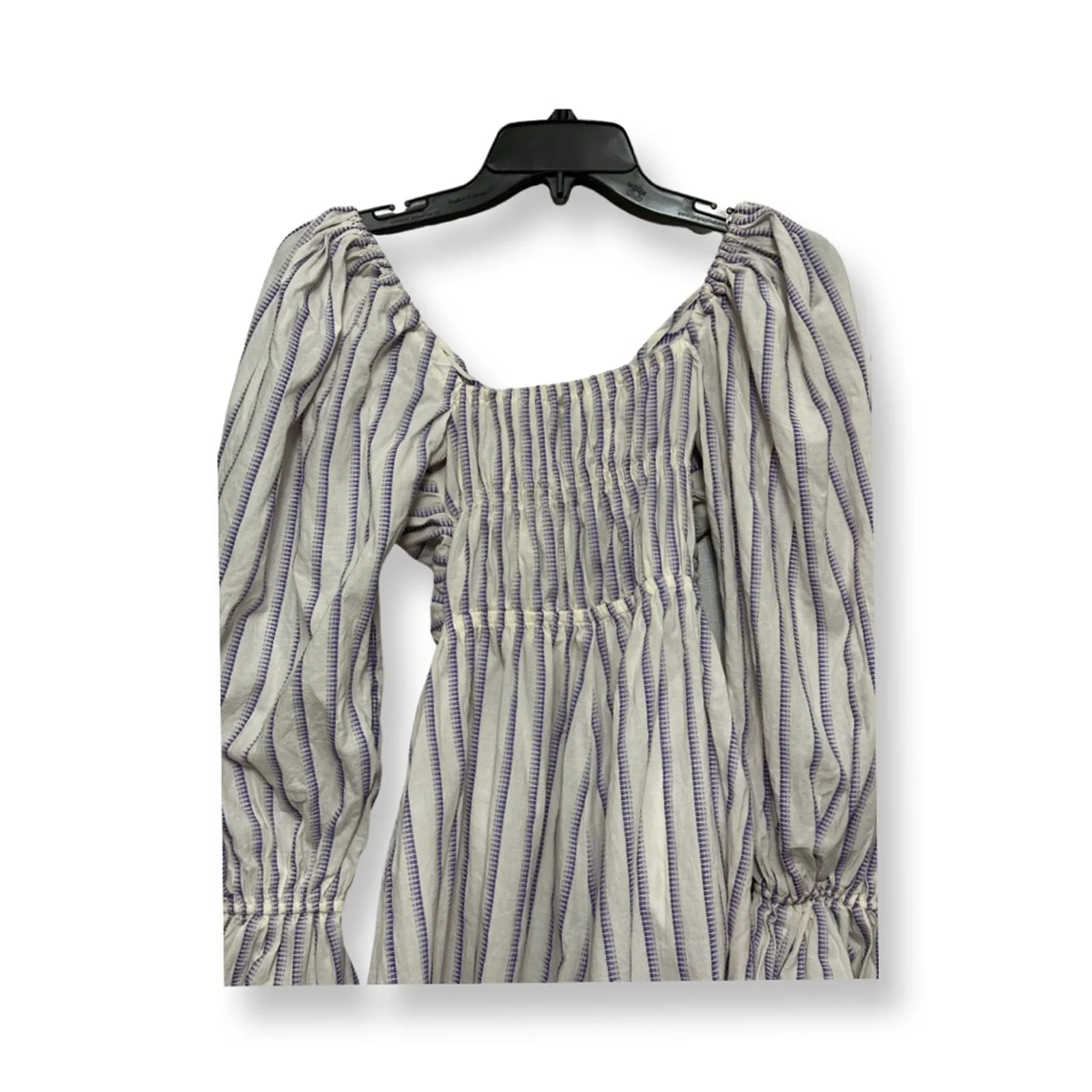 Topshop Playsuit Romper Long Sleeve Cutout Tie Wrap Striped Purple Women's NWOT - Image 5