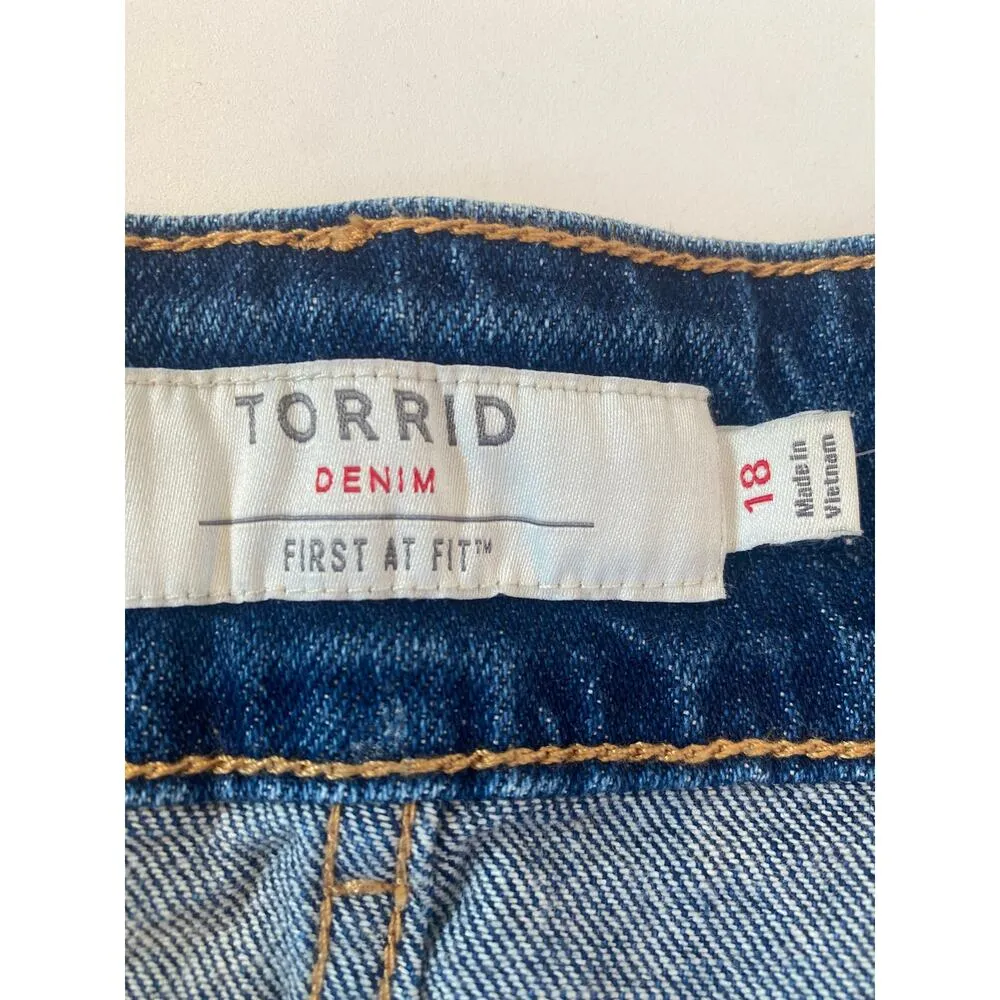 Torrid Slit Front Denim Jean Midi Skirt NWT Sz 18 Cotton Pencil Whiskered - Image 7