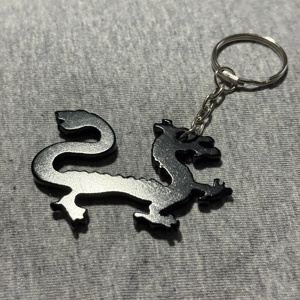 Black Dragon Keychain Silver - Image 2