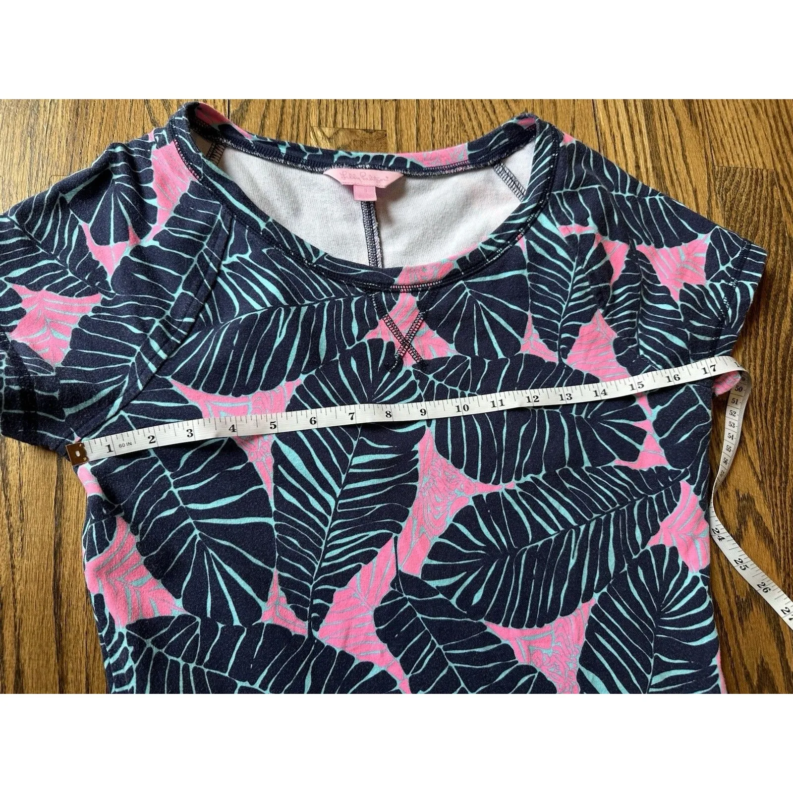 Lilly Pulitzer Dress Womens‎ Small Blue Pink Floral Tammy French Terry UPF 50+ - Image 7