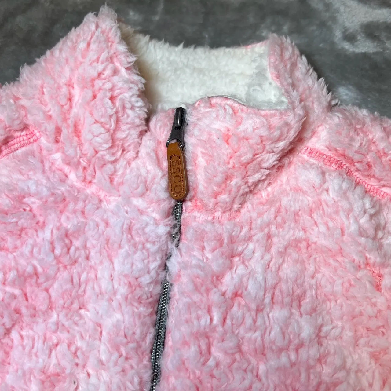 Southern Shirt Pullover Sweater Womens Medium Pink Sherpa 1/4 Zip Cozy‎ Soft New - Image 4