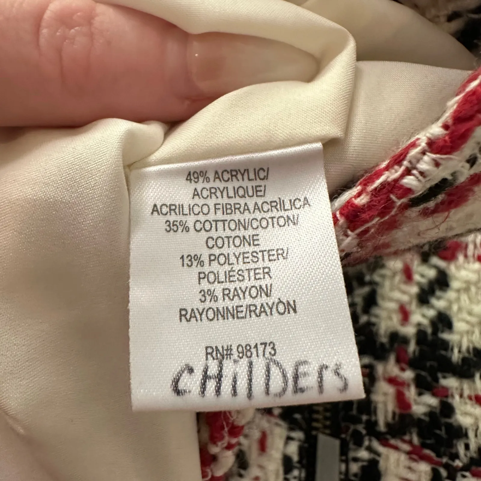 W by Worth white, red & black tweed plaid pencil skirt size 6 - Image 5