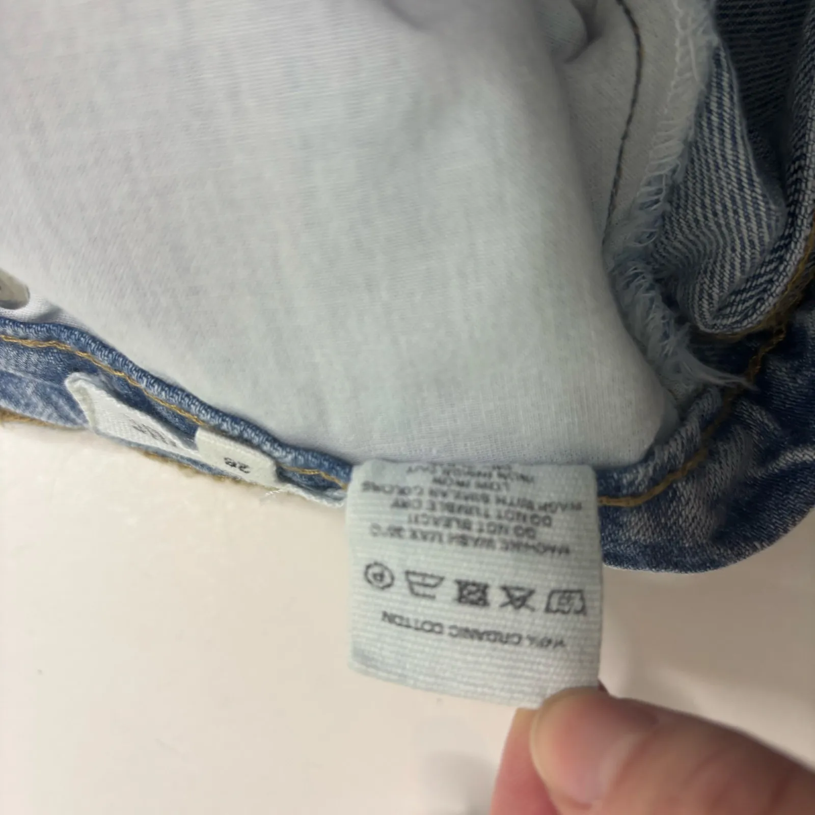 Djerf Avenue Relaxed Washed Light Blue Tall Button Fly Straight Leg Jeans 26 - Image 6