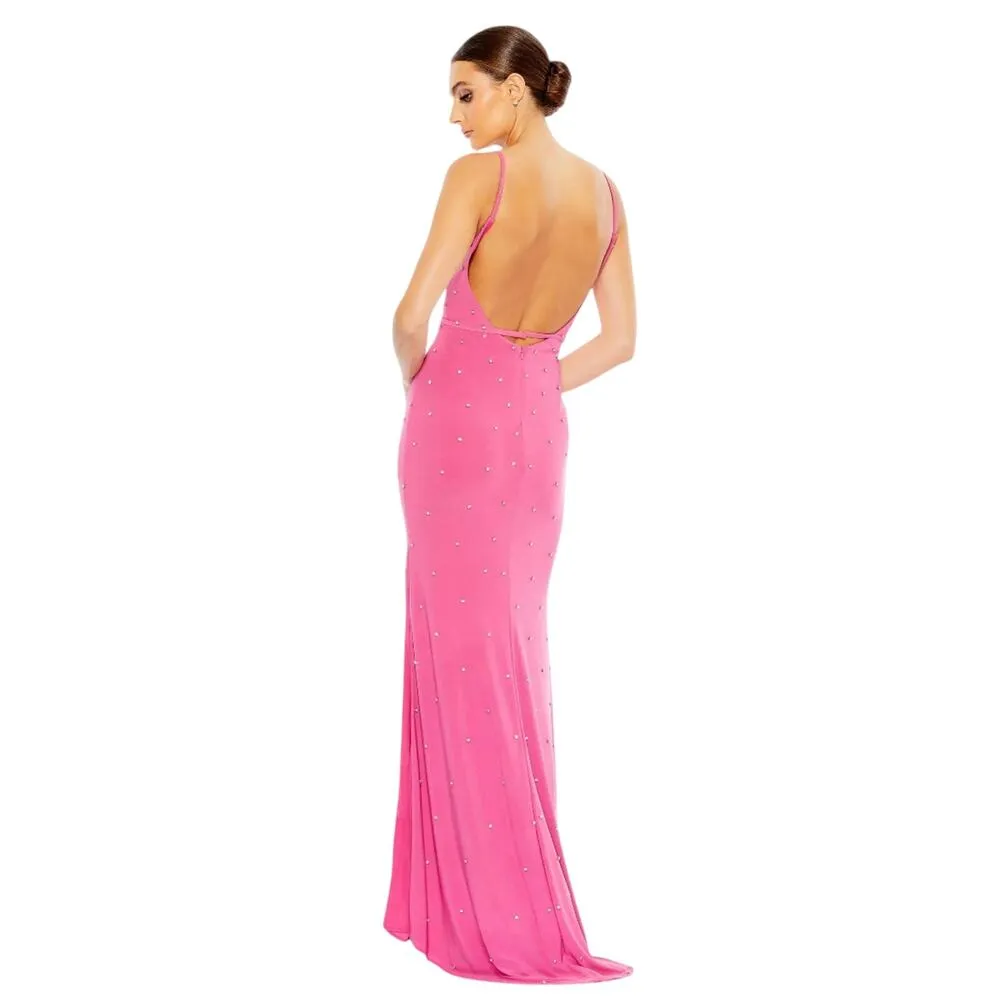 Mac Duggal NWT Rhinestone Embellished V-Neck Gown in Candy Pink Size 8 - Image 2