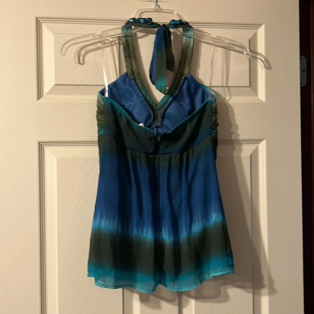 Maurice’s Blue Green Teal Tie Dye Halter Neck Tank Top Small - Image 4