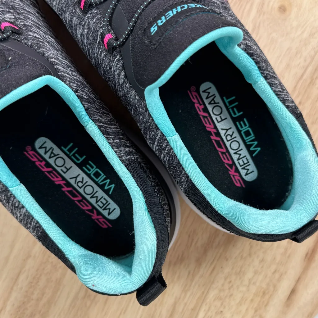 Skechers Summits Quick Getaway Slip On Sneakers Heathered Black Grey 9.5 Wide - Image 8