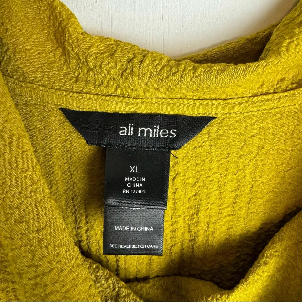 Ali Miles Asymmetrical Tunic Top Sz XL Cowl Neck Golden Chartreuse Yellow - Image 5