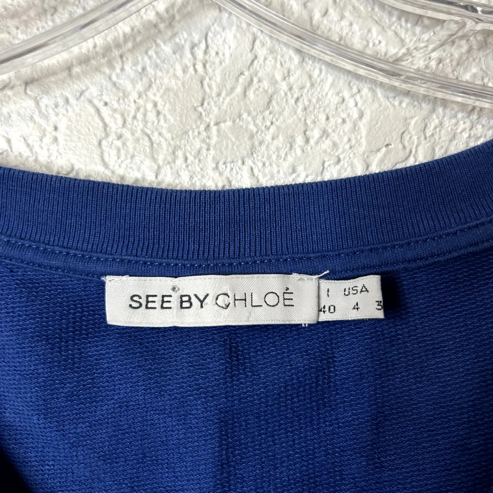 See by Chloe Blue Day Dress Womens Size 4 Blue Gold Buttons Logo Bow - Image 2