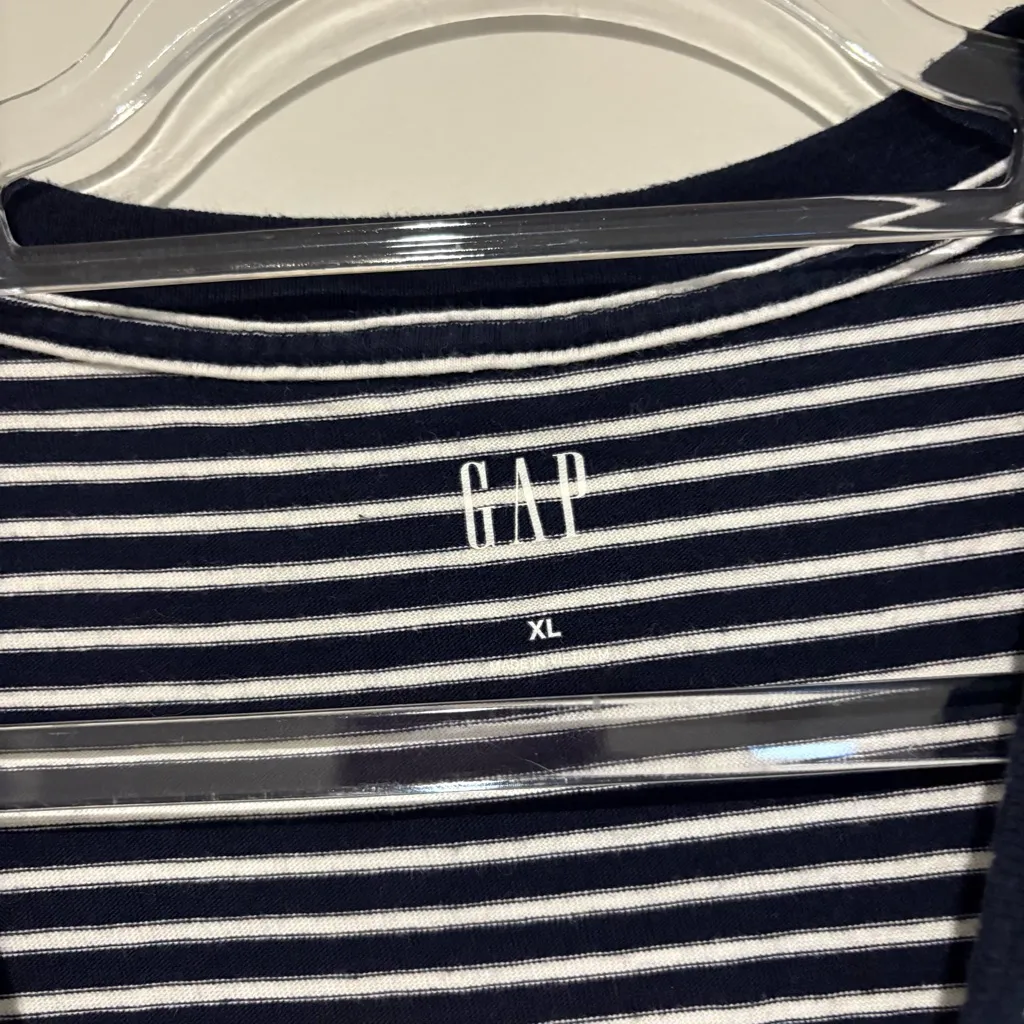 Gap‎ T-shirt DRESS STRIPED Preppy Short Sleeve Blue & White size XL - Image 4