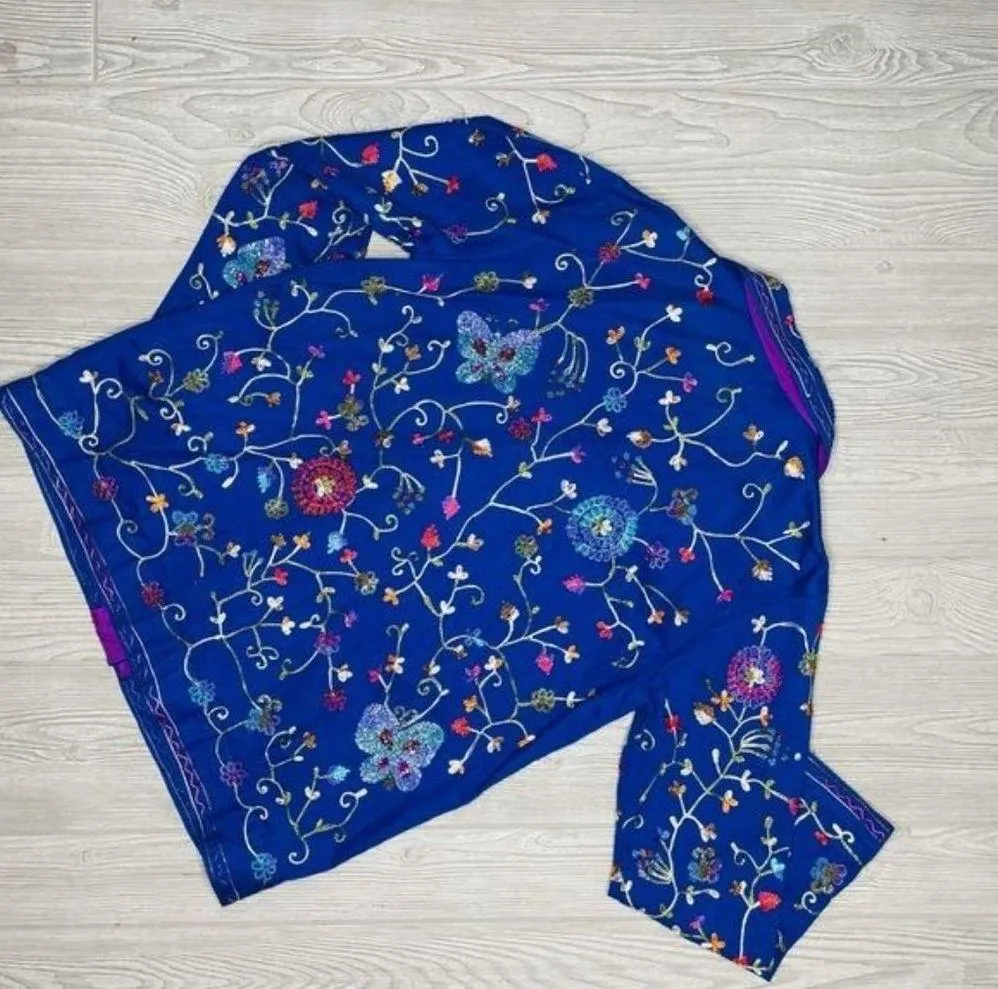 The quacker factory beaded embroidered jacket / shirt / cardigan / cotton floral - Image 2