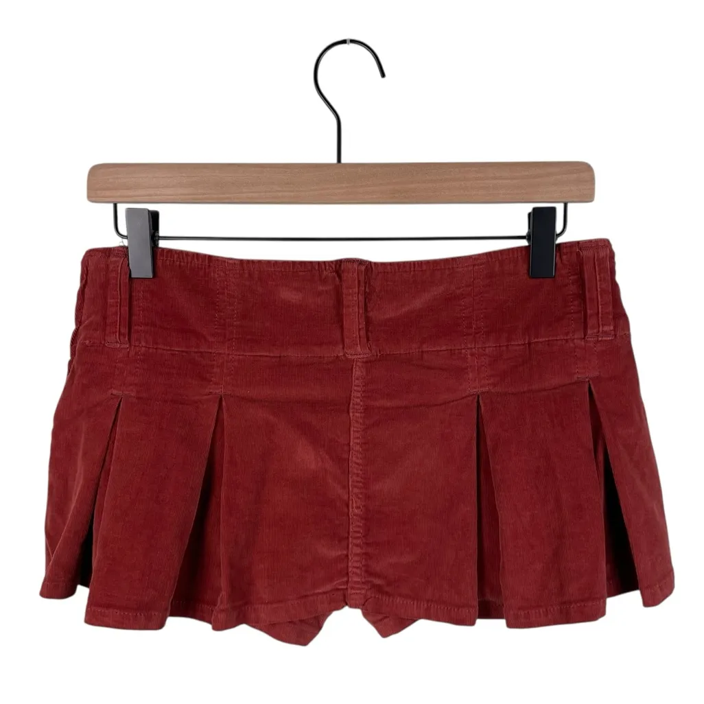 Free People Pleated Micro Mini Cord Skort in Roasted Russet Size 0 Low Rise Y2K - Image 3