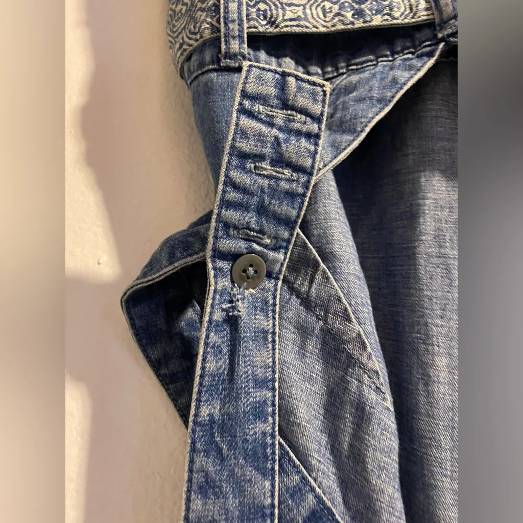 Free people size 2 boho cottage core denim high neck overalls - Image 5