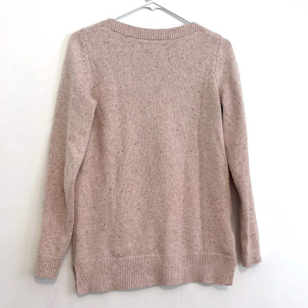 ANN TAYLOR LOFT Flecked Boatneck Sweater Light Baby Pink Multi Confetti Cotton S - Image 14